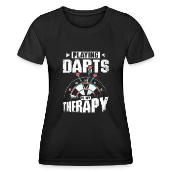 Dart spielen ist meine Therapie - Frauen Funktions-T-Shirt - Schwarz - Vorne - AI Model Female 172 light (172cm)