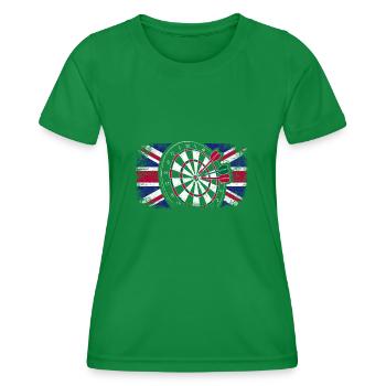 England flag great britain playing darts - Frauen Funktions-T-Shirt - Kelly Green - Vorne - AI Model Female 172 dark (172cm)