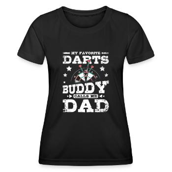 My darts buddy calls me Dad Papa - Women's Functional T-Shirt - black - Front - AI Model Female 172 light (172cm)