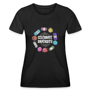Tricoter Tricoter Célébrer - T-shirt sport Femme - noir - Devant - AI Model Female 172 light (172cm)