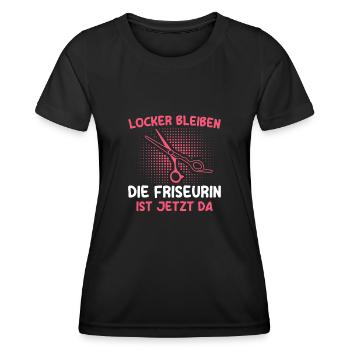 Friseur Schere Friseuse Haarstylistin Friseurin - Frauen Funktions-T-Shirt - Schwarz - Vorne - AI Model Female 172 light (172cm)