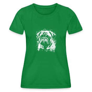 Mops-schablonen-design Weiß Und Schwarz - Frauen Funktions-T-Shirt - Kelly Green - Vorne - AI Model Female 172 dark (172cm)