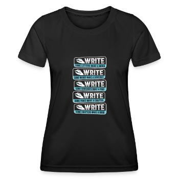 Romancier Auteur d’inspiration - T-shirt sport Femme - noir - Devant - AI Model Female 172 light (172cm)