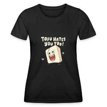 Angry Tofu Plant-Based Design for a Vegan - Women's Functional T-Shirt - black - Front - AI Model Female 172 light (172cm)