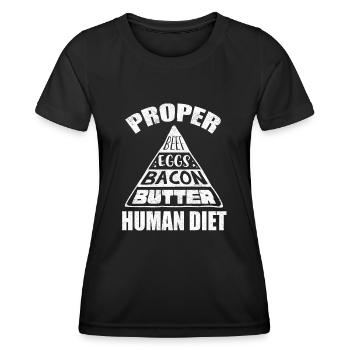 Régime Keto, régime sans glucides, céto - T-shirt sport Femme - noir - Devant - AI Model Female 172 light (172cm)