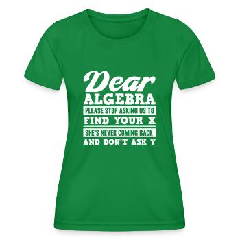 Algèbre, Analyse, Science, Mathématiques - T-shirt sport Femme - vert - Devant - AI Model Female 172 dark (172cm)
