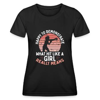 Gerne Boxen Demonstrieren - Frauen Funktions-T-Shirt - Schwarz - Vorne - AI Model Female 172 light (172cm)