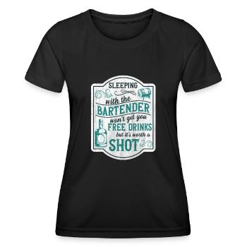 Dormir avec un barman Lustiges Bartender - T-shirt sport Femme - noir - Devant - AI Model Female 172 light (172cm)