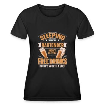 Dormir avec un barman Lustiges Bartender - T-shirt sport Femme - noir - Devant - AI Model Female 172 light (172cm)