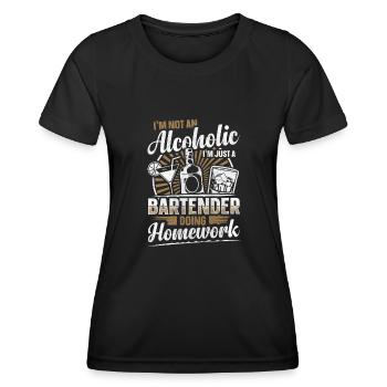 Just A Bartender Doing Homework Lustiges Bartender - Frauen Funktions-T-Shirt - Schwarz - Vorne - AI Model Female 172 light (172cm)