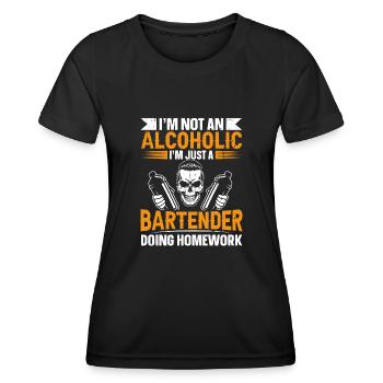 Juste un barman faisant ses devoirs Barman drôle - T-shirt sport Femme - noir - Devant - AI Model Female 172 light (172cm)