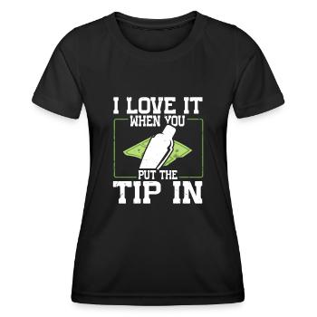 J’adore quand tu mets le pourboire dans Funny Barman - T-shirt sport Femme - noir - Devant - AI Model Female 172 light (172cm)