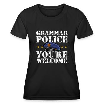 Grammar Police - English Teacher - Women's Functional T-Shirt - black - Front - AI Model Female 172 light (172cm)
