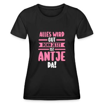 Antje - Frauen Funktions-T-Shirt - Schwarz - Vorne - AI Model Female 172 light (172cm)
