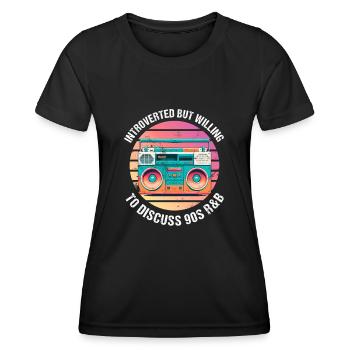Retro introvertiert, aber bereit, 90er Jahre R & B zu diskutieren - Frauen Funktions-T-Shirt - Schwarz - Vorne - AI Model Female 172 light (172cm)