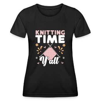 Tricoter Tricoter Tricoter Temps de tricot - T-shirt sport Femme - noir - Devant - AI Model Female 172 light (172cm)