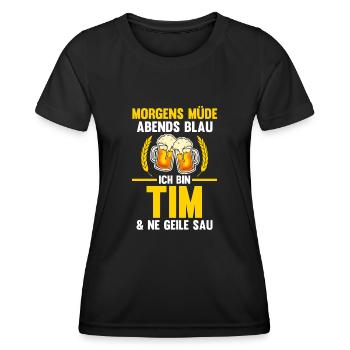 Tim - Frauen Funktions-T-Shirt - Schwarz - Vorne - AI Model Female 172 light (172cm)