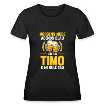 Timo - Frauen Funktions-T-Shirt - Schwarz - Vorne - AI Model Female 172 light (172cm)