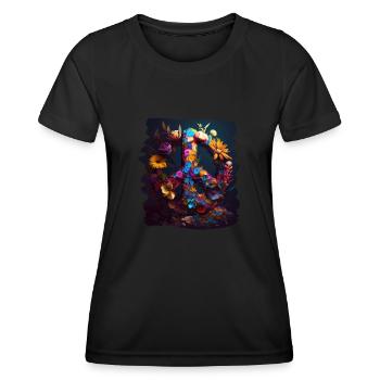 Hippie Festival Love Vintage Peace Sign - T-shirt sport Femme - noir - Devant - AI Model Female 172 light (172cm)
