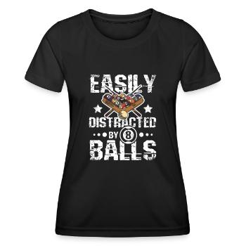 Easily distracted by 8 balls - Frauen Funktions-T-Shirt - Schwarz - Vorne - AI Model Female 172 light (172cm)