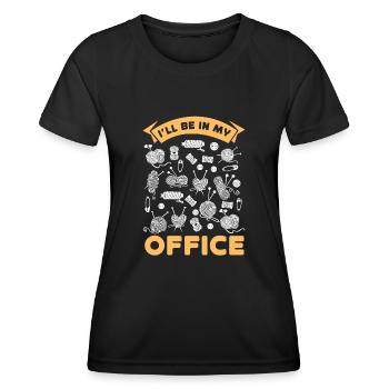Tricoter Tricoter Je serai dans mon - T-shirt sport Femme - noir - Devant - AI Model Female 172 light (172cm)