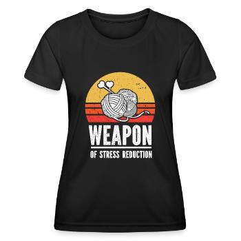Knitting Knitter Retro Vintage - Frauen Funktions-T-Shirt - Schwarz - Vorne - AI Model Female 172 light (172cm)