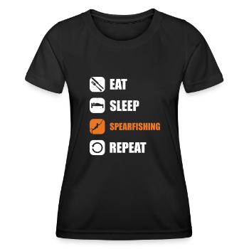 Speerfischer essen schlafen speerfischen - Frauen Funktions-T-Shirt - Schwarz - Vorne - AI Model Female 172 light (172cm)