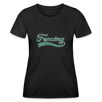 Fechten Schriftzug - Frauen Funktions-T-Shirt - Schwarz - Vorne - AI Model Female 172 light (172cm)