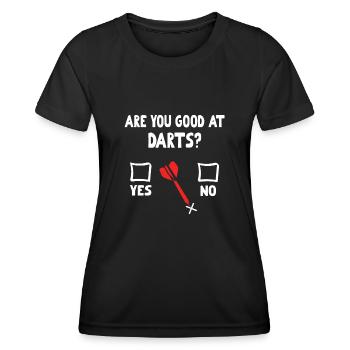 Lustig, bist du gut in Darts? - Frauen Funktions-T-Shirt - Schwarz - Vorne - AI Model Female 172 light (172cm)