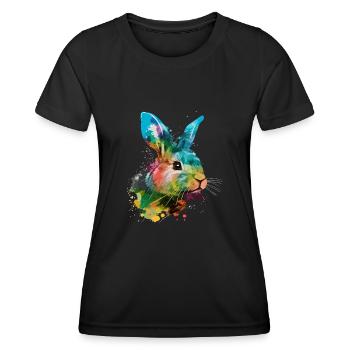Süsses kleines Kaninchen Für Hasenliebhaber Bunt - Frauen Funktions-T-Shirt - Schwarz - Vorne - AI Model Female 172 light (172cm)