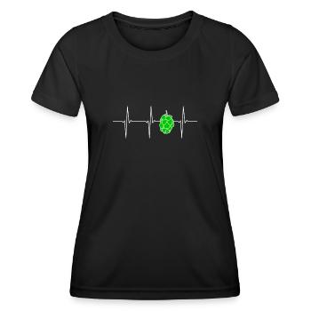 Hopfen EKG Herzschlag - Frauen Funktions-T-Shirt - Schwarz - Vorne - AI Model Female 172 light (172cm)