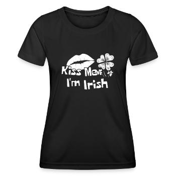 Kiss Me Im Irish Funny St Patricks Day - Frauen Funktions-T-Shirt - Schwarz - Vorne - AI Model Female 172 light (172cm)