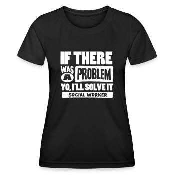 Travailleur social - T-shirt sport Femme - noir - Devant - AI Model Female 172 light (172cm)