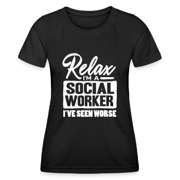 Travailleur social - T-shirt sport Femme - noir - Devant - AI Model Female 172 light (172cm)