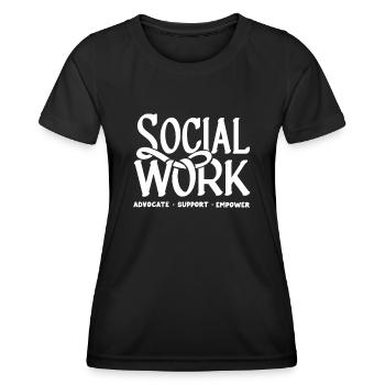 Travailleur social - T-shirt sport Femme - noir - Devant - AI Model Female 172 light (172cm)