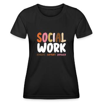 Travailleur social - T-shirt sport Femme - noir - Devant - AI Model Female 172 light (172cm)
