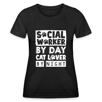 Travailleur social - T-shirt sport Femme - noir - Devant - AI Model Female 172 light (172cm)