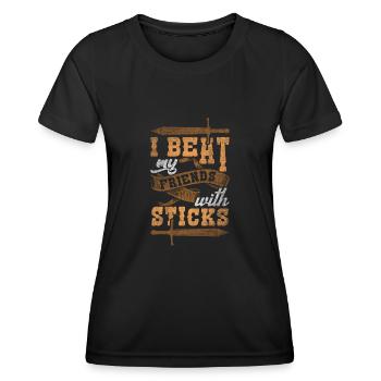 I Beat My Friends With Sticks RPG LARP - Women's Functional T-Shirt - black - Front - AI Model Female 172 light (172cm)