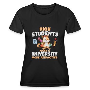 Les étudiants riches rendent une université plus attrayante - T-shirt sport Femme - noir - Devant - AI Model Female 172 light (172cm)