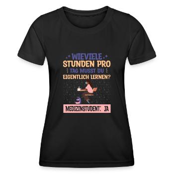 Wie viele Stunden muss man lernen? - Frauen Funktions-T-Shirt - Schwarz - Vorne - AI Model Female 172 light (172cm)