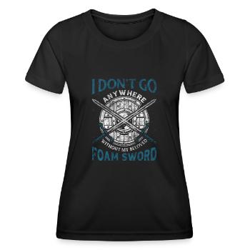 I Dont Go Anywhere Without My Foam Sword - Frauen Funktions-T-Shirt - Schwarz - Vorne - AI Model Female 172 light (172cm)