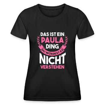 Name Paula - Frauen Funktions-T-Shirt - Schwarz - Vorne - AI Model Female 172 light (172cm)