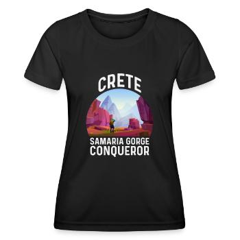 Crete Samaria Gorge Conqueror - Frauen Funktions-T-Shirt - Schwarz - Vorne - AI Model Female 172 light (172cm)