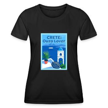 Crete Ouzo Lover - Frauen Funktions-T-Shirt - Schwarz - Vorne - AI Model Female 172 light (172cm)
