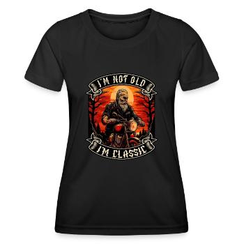 Je ne suis pas vieux je suis motard moto classique - T-shirt sport Femme - noir - Devant - AI Model Female 172 light (172cm)