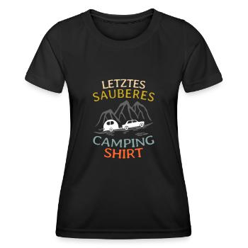 Camping Shirt Wohnwagen - Frauen Funktions-T-Shirt - Schwarz - Vorne - AI Model Female 172 light (172cm)