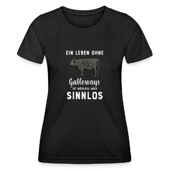Galloway Rind I Schottland Rinderzucht Geschenk - Frauen Funktions-T-Shirt - Schwarz - Vorne - AI Model Female 172 light (172cm)