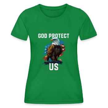 God Protect US American Bald Eagle Christian 4ème - T-shirt sport Femme - vert - Devant - AI Model Female 172 dark (172cm)