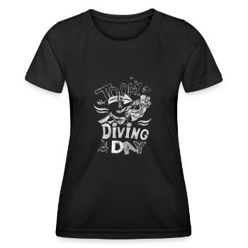 Heute ist ein Tauchtag Day Kreide Geschenk - Frauen Funktions-T-Shirt - Schwarz - Vorne - AI Model Female 172 light (172cm)