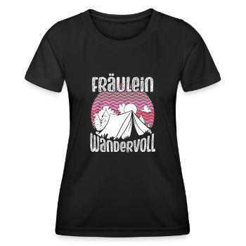 Fräulein Wandervoll - Frauen Funktions-T-Shirt - Schwarz - Vorne - AI Model Female 172 light (172cm)